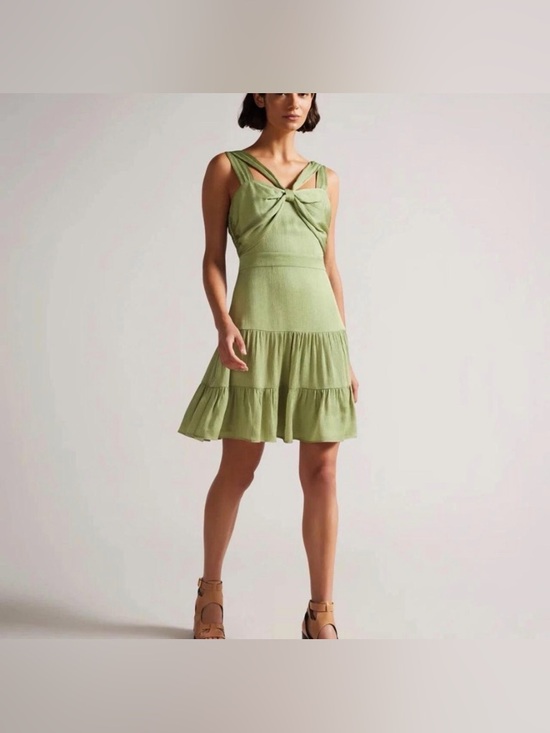 ted baker green pleated dress Pleated Panel Long Sleeve Knit Midi Dress | Belviee